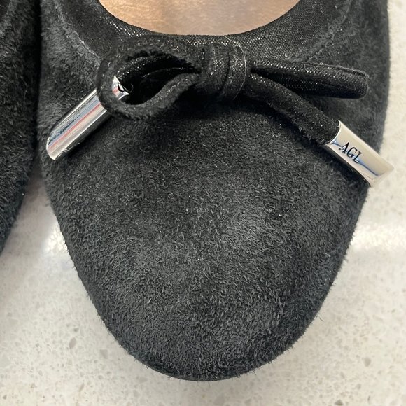 AGL Pump Black Leather Suede Shoes Round Toe Bow Accent Block Heels Sz 36 1/2 - Picture 12 of 14